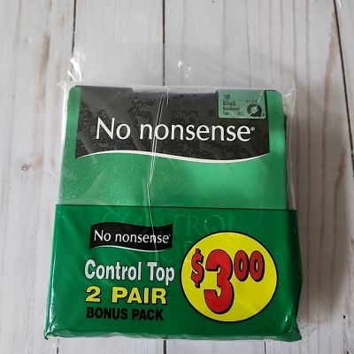 No Nonsense Control Top Pantyhose Off Black Size Q 2 Pair